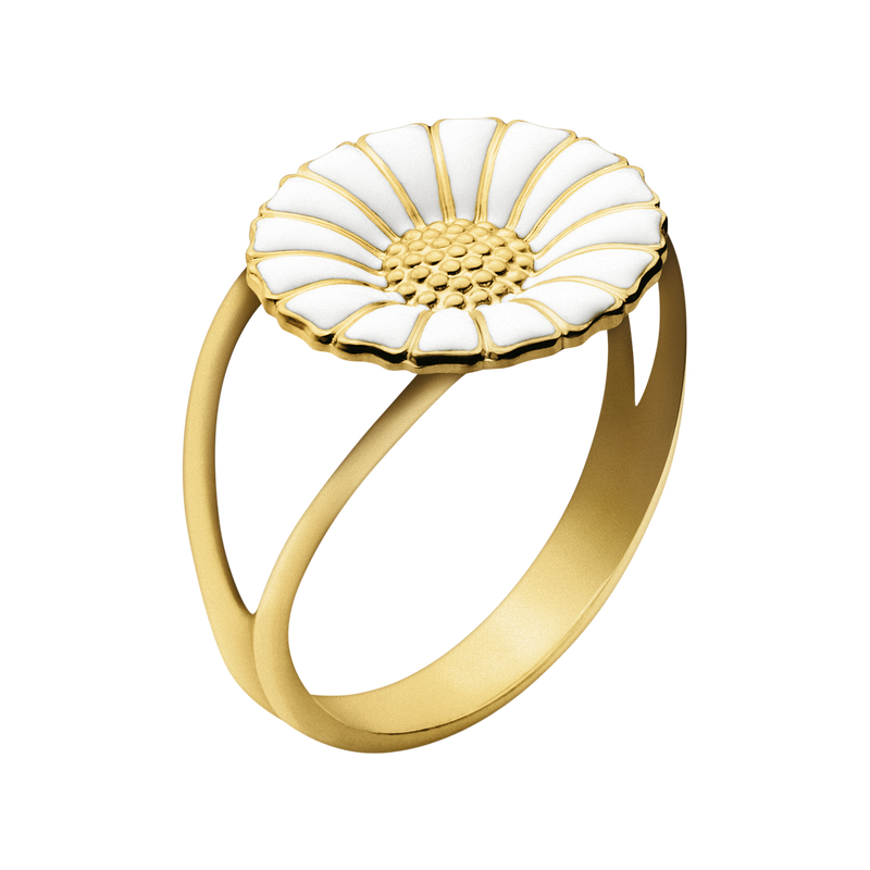 Georg Jensen Daisy Ring Forgyldt Sølv m. Emalje 11 mm.