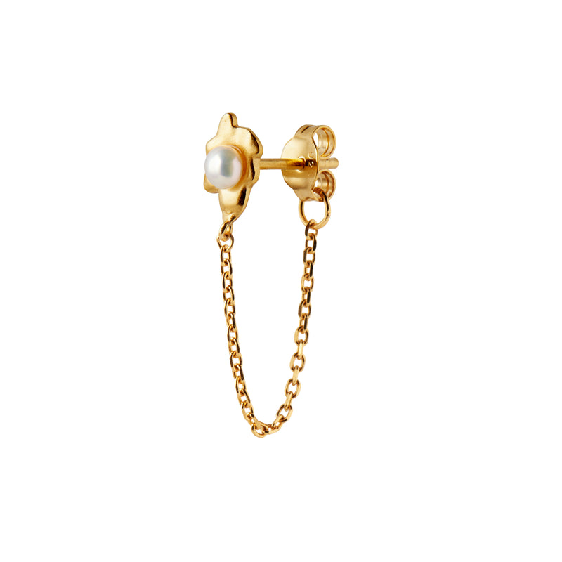 Stine A Shelly Pearl With Chain Ørering Forgyldt Sølv