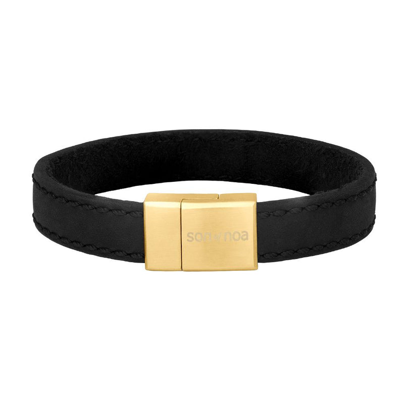 Son of Noa Armbånd Sort Læder m. IP Guld