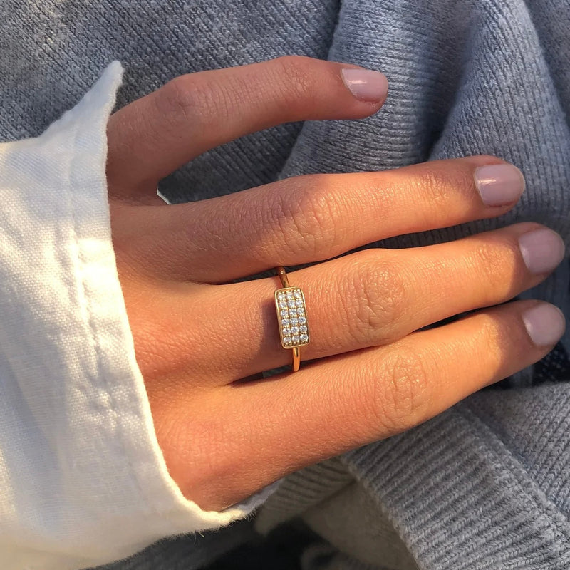 Ro Copenhagen Rock Square Diamant Ring 18 kt. Guld