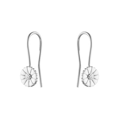 Georg Jensen Daisy Ørebøjler 7mm. Rhodineret Sølv m. Emalje