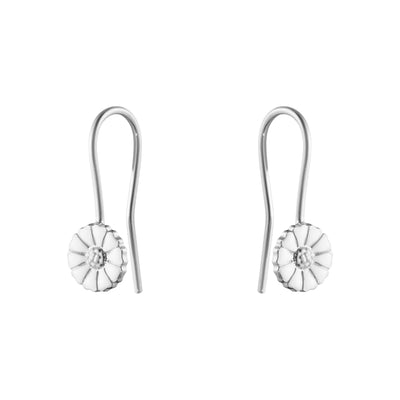 Georg Jensen Daisy Ørebøjler 7mm. Rhodineret Sølv m. Emalje