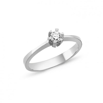 Nuran - Star 6 Greb Ring - 14 kt. Hvidguld m. Brillant 0,05 ct.