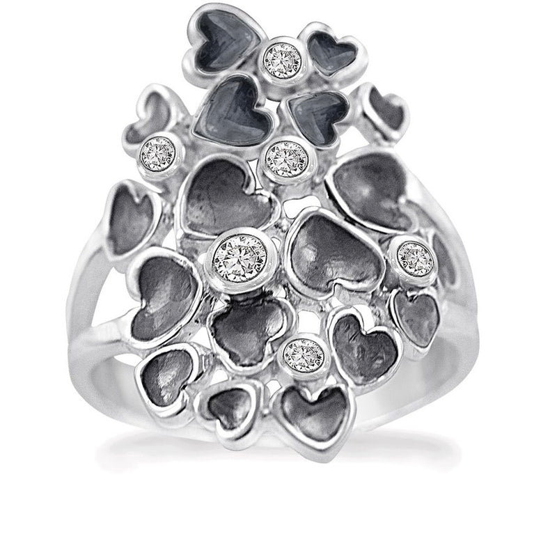 Rabinovich Random Hearts Ring Oxideret Sølv