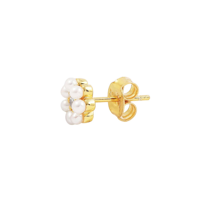 Hultquist Copenhagen Aya Flower Pearl Ørering Forgyldt Sølv