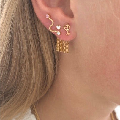 Stine A Petit Love Heart White Ørering Forgyldt Sølv