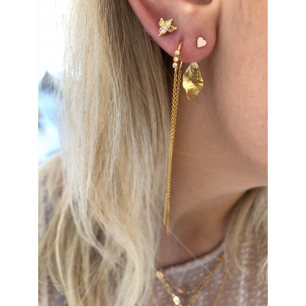 Stine A Three Dots Double Chain Single Ørering Forgyldt Sølv