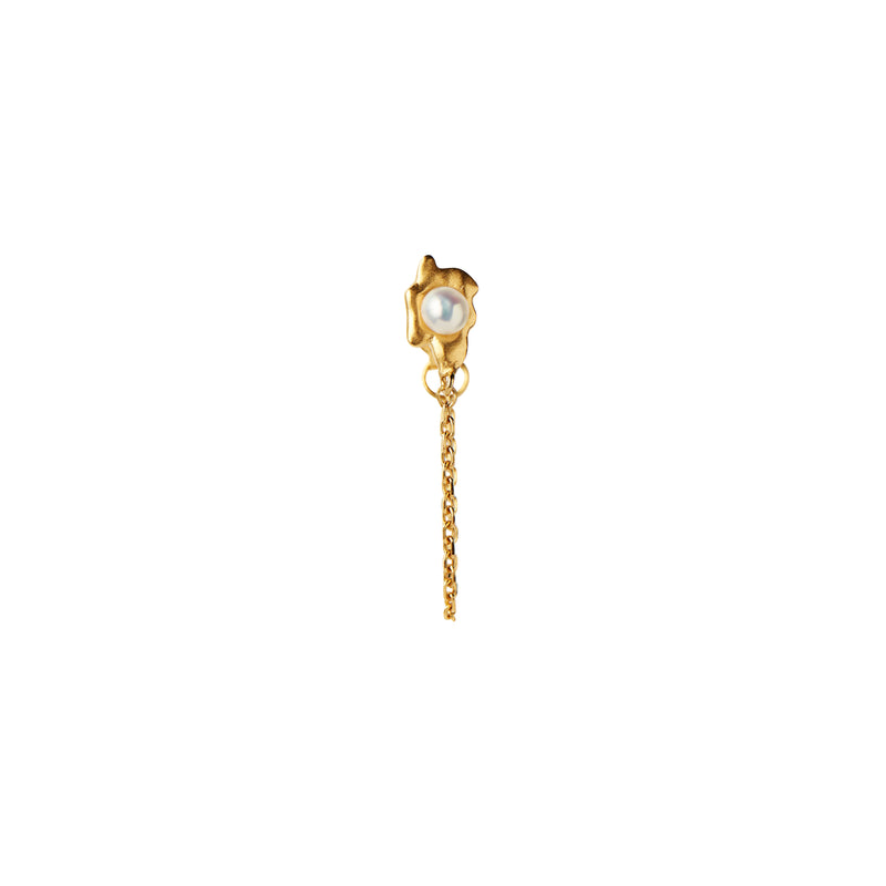 Stine A Shelly Pearl With Chain Ørering Forgyldt Sølv