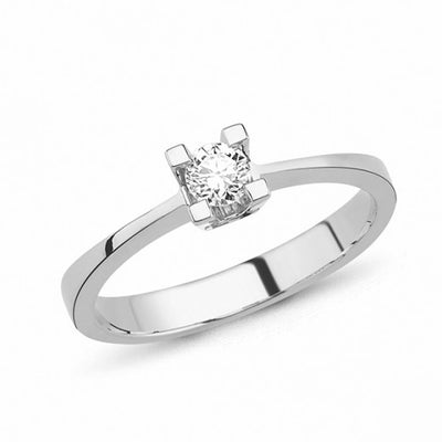 Nuran - Star 4 Greb Ring - Hvidguld 14 kt. m. Brillant 0,05 ct.