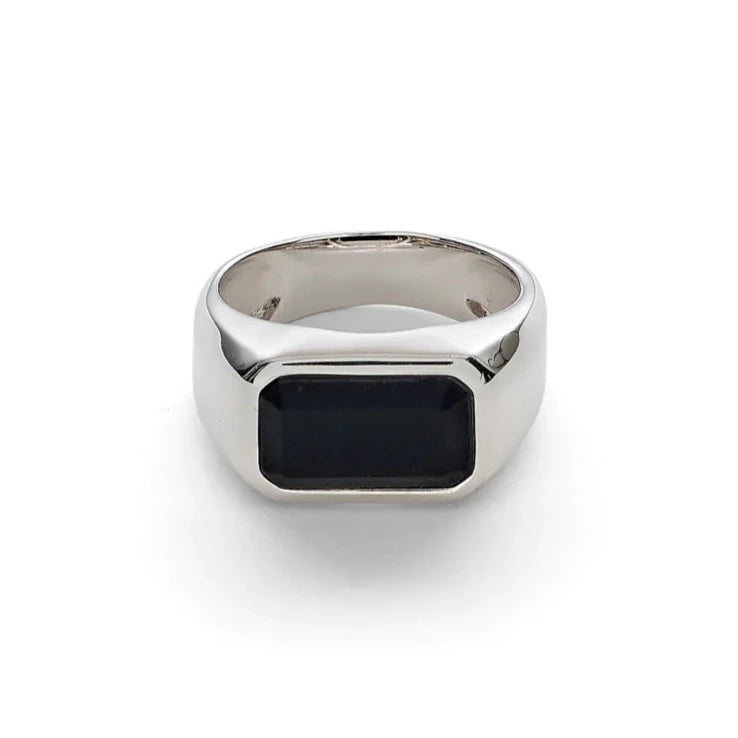 Alexander Lynggaard Cph Hope Signet Ring Rectangle Black Onyx Matte Rhodineret Sølv