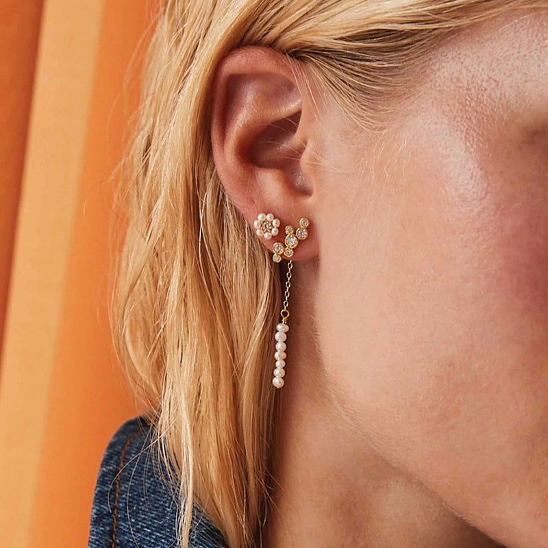 Hultquist Copenhagen Aya Flower Pearl Ørering Forgyldt Sølv