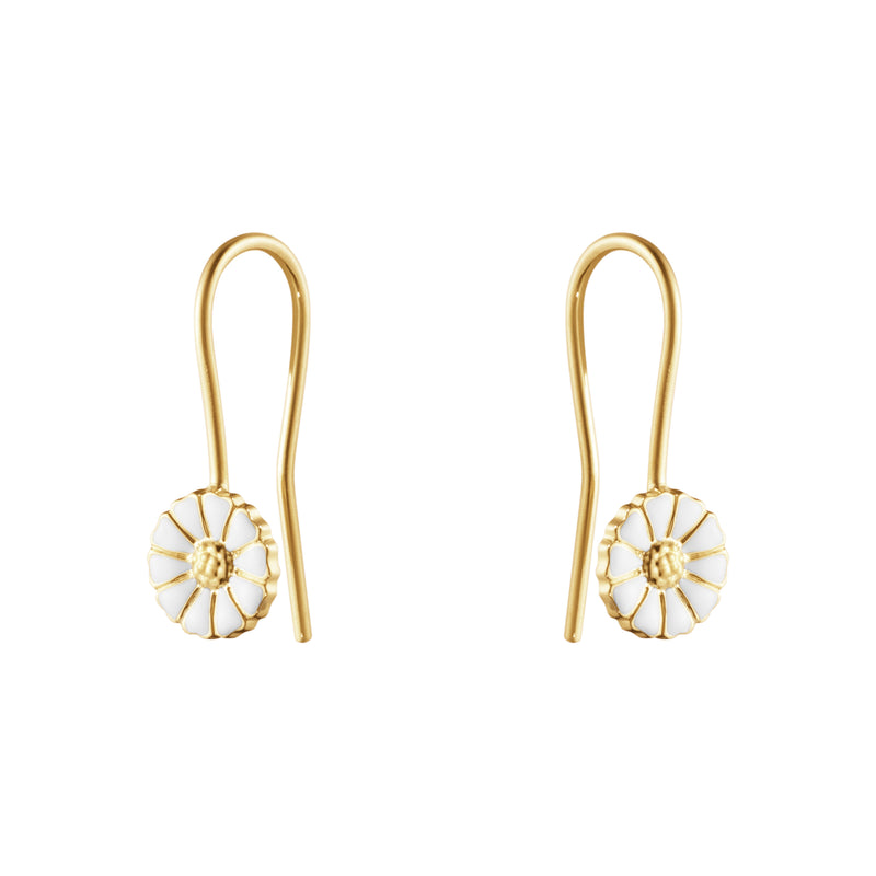 Georg Jensen Daisy Ørebøjler 7mm. Forgyldt Sølv m. Emalje