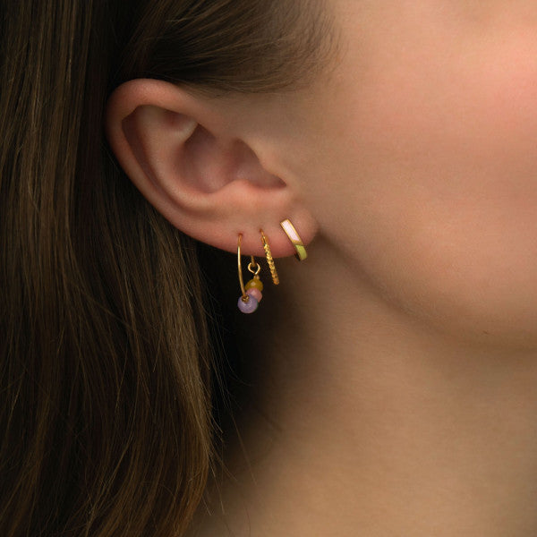 Stine A Petit Circus Yellow/Pink Creol Ørering Forgyldt Sølv