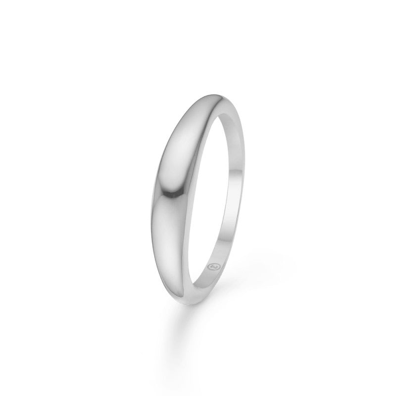 Mads Z HALF MOON Ring, Small - Rhodineret Sølv