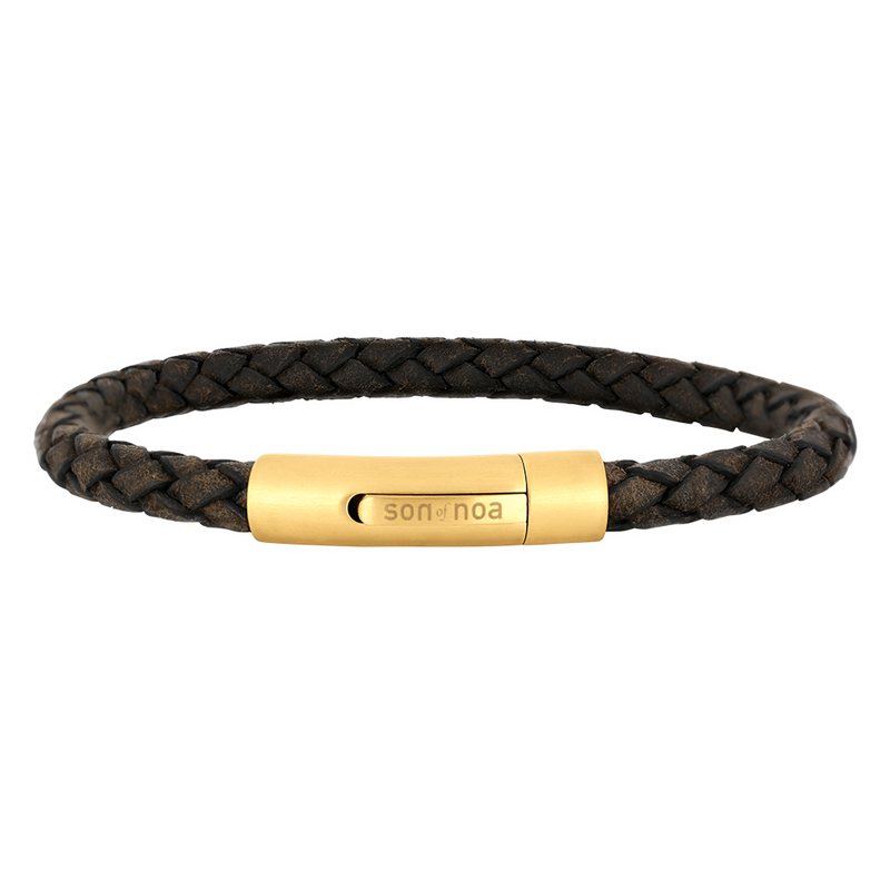 Son of Noa Armbånd Brun Læder m. IP Guld