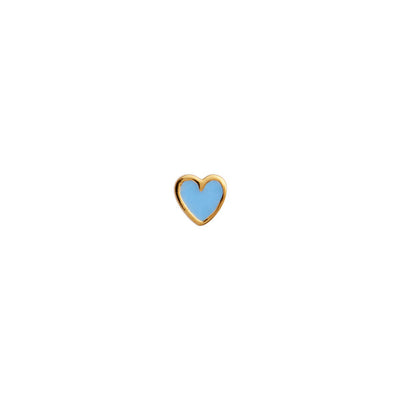 Stine A Petit Love Heart Light Blue Single Ørering Forgyldt Sølv