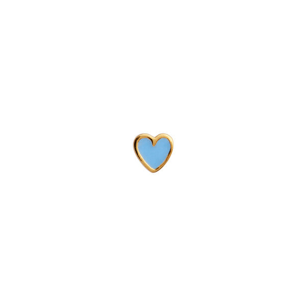 Stine A Petit Love Heart Light Blue Single Ørering Forgyldt Sølv