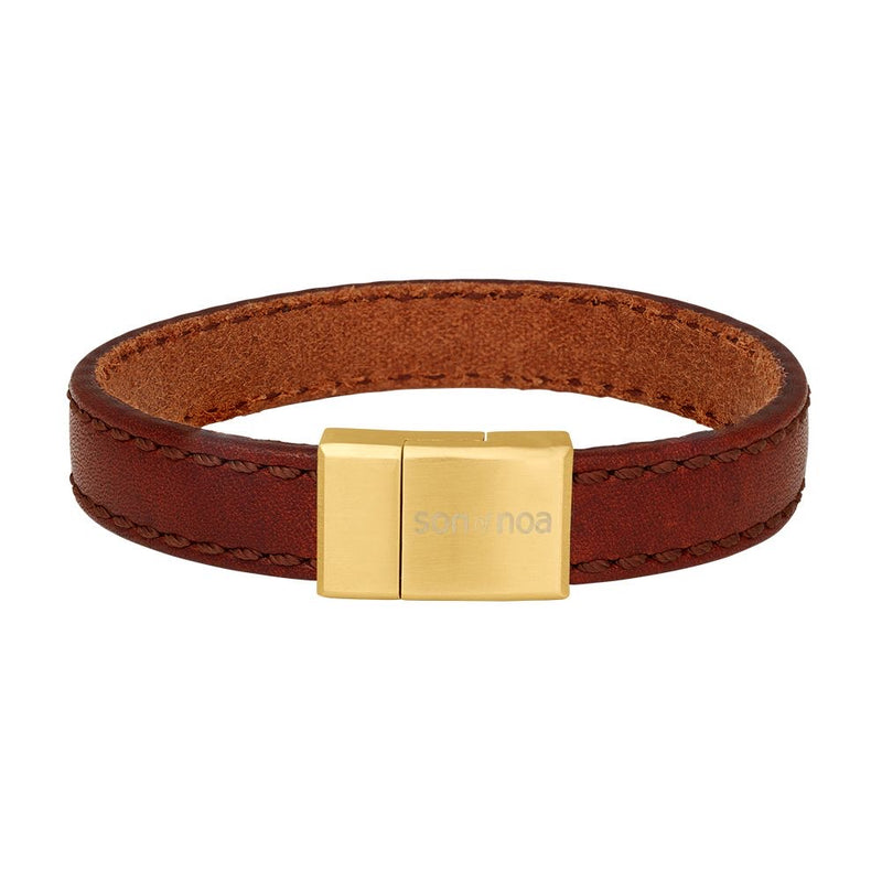Son of Noa Armbånd Brun Læder m. IP Guld