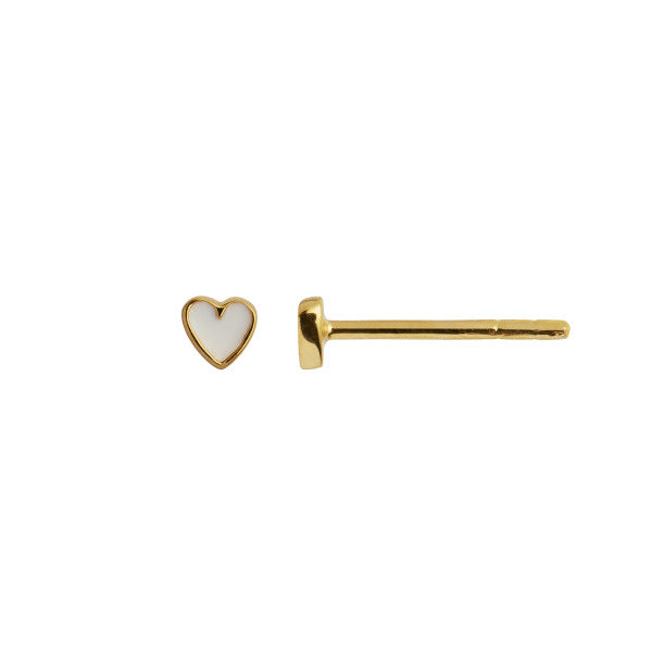 Stine A Petit Love Heart White Ørering Forgyldt Sølv