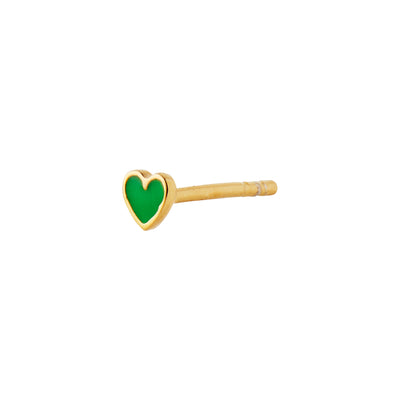 Stine A Petit Love Heart Grass Green Ørering Forgyldt Sølv