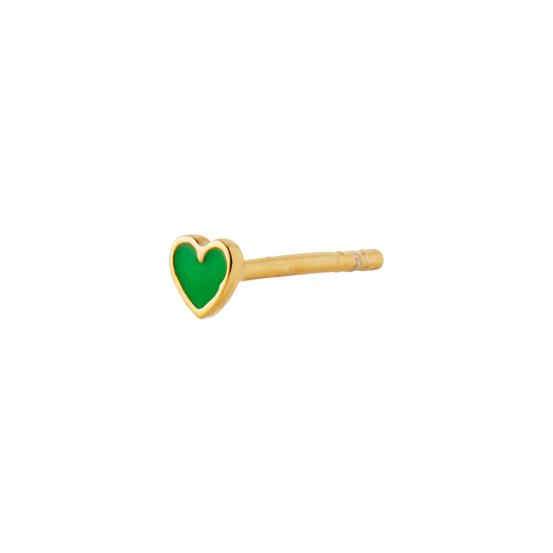 Stine A Petit Love Heart Grass Green Ørering Forgyldt Sølv
