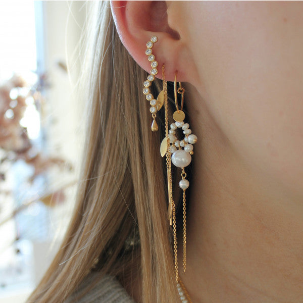 Stine A Petit Heavenly Pearl Dream Hoop Creol Ørering Forgyldt Sølv