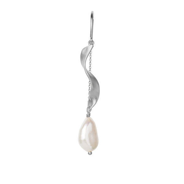 Stine A Long Twisted With Baroque Pearl Single Ørering Rhodineret Sølv