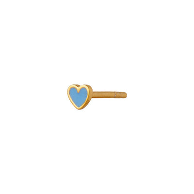 Stine A Petit Love Heart Light Blue Single Ørering Forgyldt Sølv